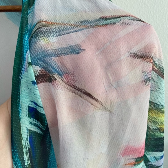 C. Brooke Ring Palm Print Draped Kimono M/L - Picture 7 of 9